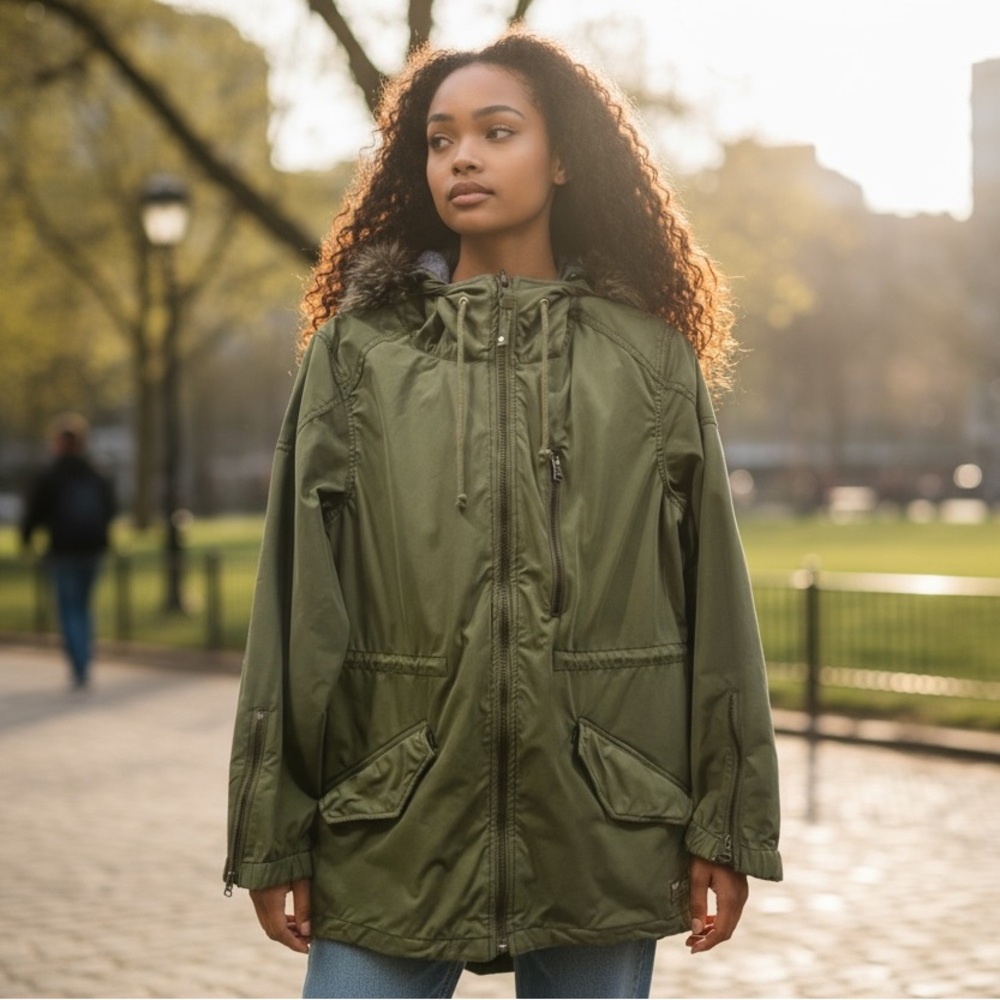 ARITZIA TNA Military Edition Hooded Faux Fur Parka Coat